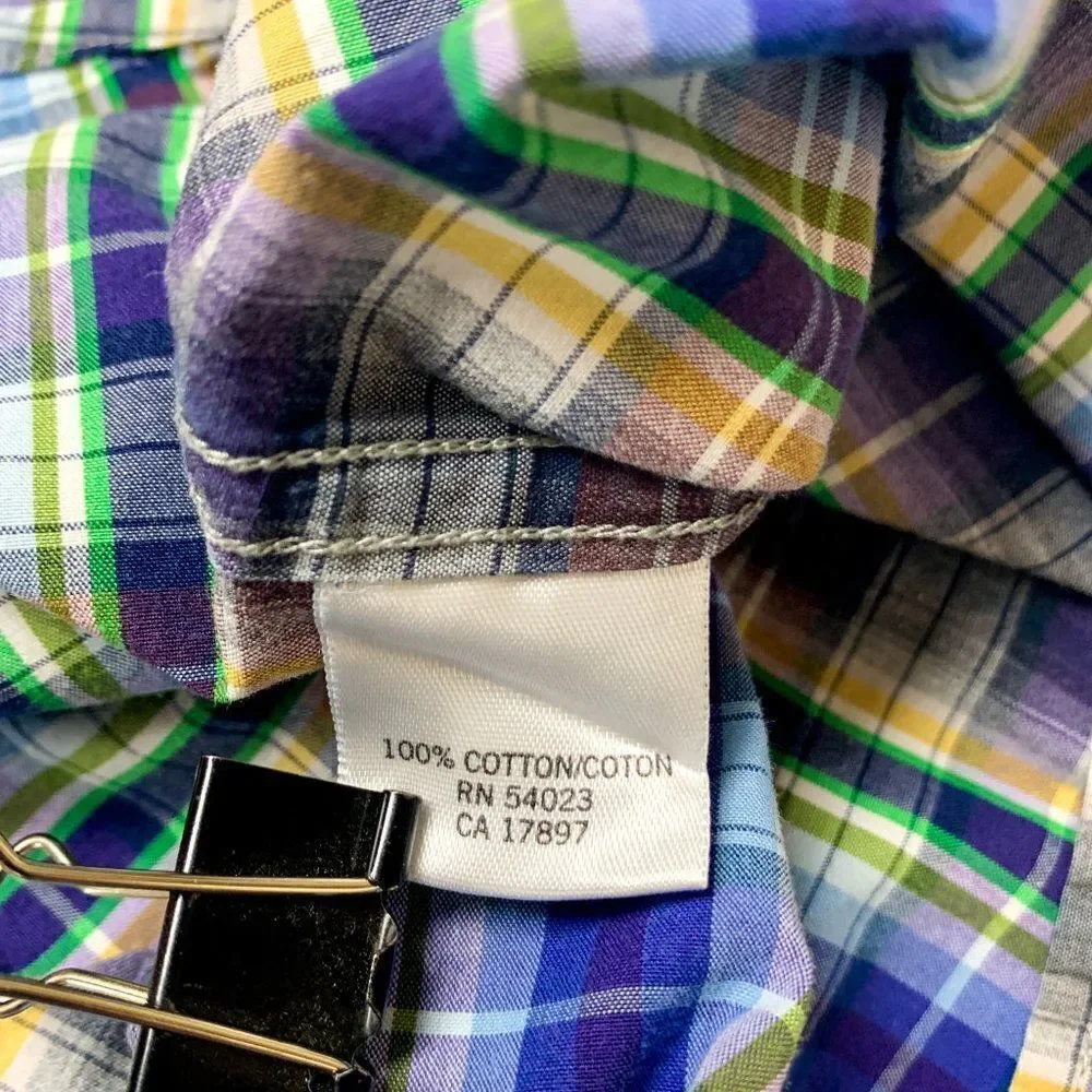 Banana Republic Shirt Mens Large Blue Brown Plaid Business‎ Casual Outdoor Camp